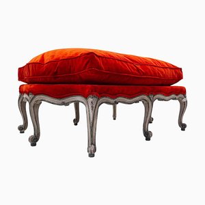 Belgian Louis XV Style Bench in Red Velvet