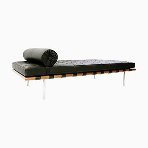 Barcelona Daybed in Black Leather by Ludwig Mies Van Der Rohe for Knoll