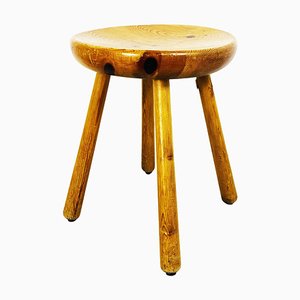 Rustikaler italienischer Mid-Century Hocker aus Holz, 1960er