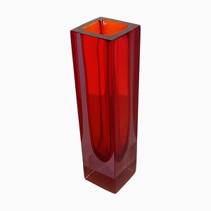 Mid-Century Italian Vase in Red Murano Glass with Internal Purple Shades, 1970s