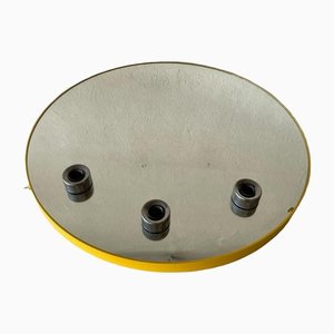Space Age Illuminated Yellow Round Wall Mirror from Gedy, Italy, 1970s