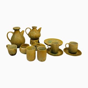 Handmade Ceramic Coffee Service, 1960s, Set of 14