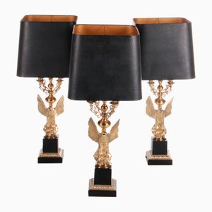Eagle Guilded Table Lamps by Jacques Charles for Maison Charles, Set of 3