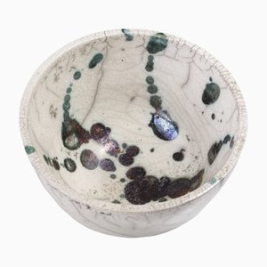 Green White Ceramic Raku Moss Bowl from Laab Milano