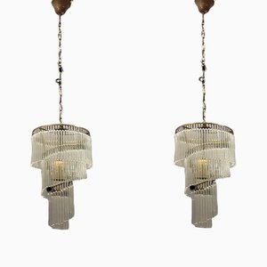 Small Liberty Murano Glass Rod Chandeliers, Set of 2