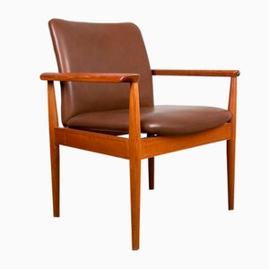 Danish Model 209 Diplomat Chair in Teak & Leather by Finn Juhl for Cado, Set of 2