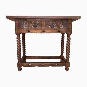 Table Console en Noyer Sculpté, Espagne, Début 20ème Siècle