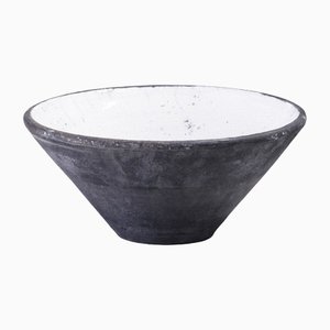 Cuenco Raku japonés de cerámica en blanco y negro de Laab Milano