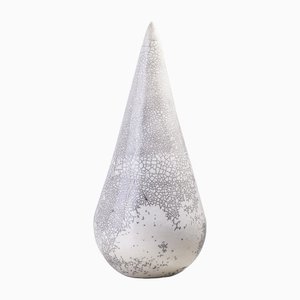 Japanese Modern Raku White Ceramic Essenza Sculpture Raku