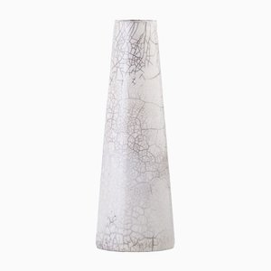 Japanische Moderne Minimalistische Weiße Crackle Raku Vase von Laab Milano