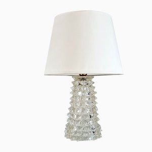 Mid-Century Italian Rostrato Crystal Glass Table Lamp in the Style of Barovier Toso, 1950s