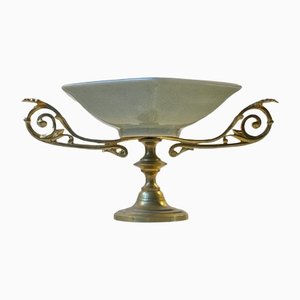 Pedestal Bonbonniere in Faience and Brass from Royal Copenhagen