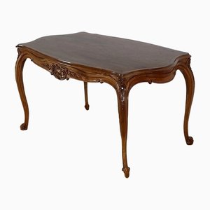 Table de Salon Style Louis XV en Noyer Massif, Début 20ème Siècle