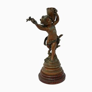 19th Century Cherub Candlestick by Auguste Moreau Spelter