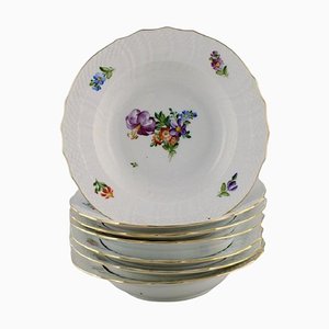 Saxon Flower Deep Plates in Hand-Painted Porcelain from Royal Copenhagen, Set of 7