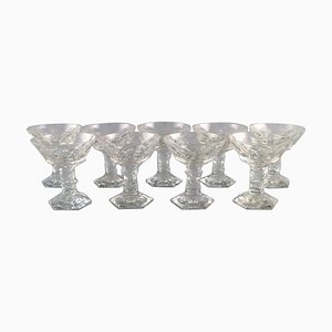Art Deco French Champagne Bowls in Clear Crystal Glass from Baccarat, Set of 9