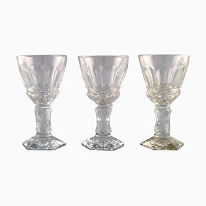 Art Deco French White Wine Glasses in Crystal Glass from Baccarat, Set of 3