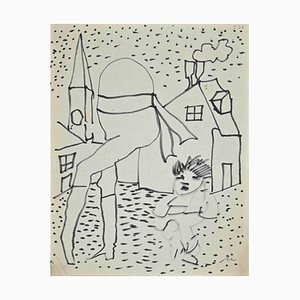 Mino Maccari, The Seduce of City, Original Drawing, Mid-20th-Century
