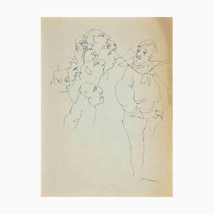 Mino Maccari, The Gaze, Original Drawing, Mid-20th-Century