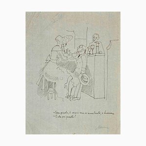 Mino Maccari, The Seduce, Original Drawing, Mid-20th-Century