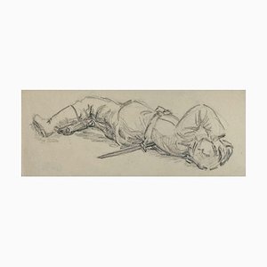 Der verletzte Soldat, Original Zeichnung, frühes 20. Jh