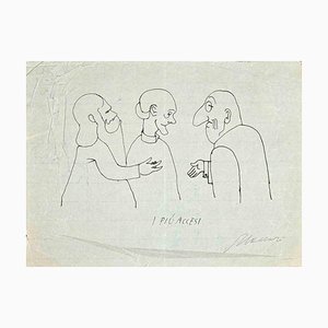 Mino Maccari, I più Accesi, Original Drawing, Mid-20th-Century