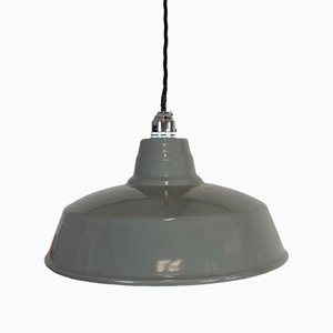 Lámpara colgante industrial vintage esmaltada en gris