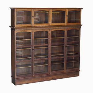 Large Antique Thomas Chippendale Carved Oak Library Bookcase Display Case