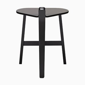 Bronco Black Lacquered Wood Stool by Guillaume Delvigne for Hille