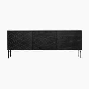 Stained Black Ash Wood Couture Cabinet Sideboard by Färg & Blanche for Bd Barcelona