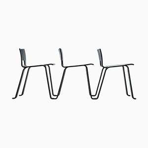 Oak Stained Black Ombra Tokyo Chair by Charlotte Perriand for Cassina, Set of 3