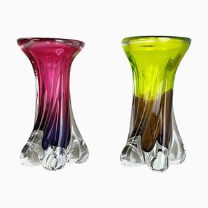 Deutsche Vintage Vase aus mundgeblasenem Kristallglas von Joska, 1970er, 2er Set