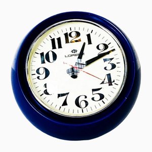 Mid-Century Italian Spherical Blue Plastic Clock Boule from Lorenz, 1960s