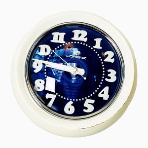 Reloj Boule italiano Mid-Century esférico de plástico blanco de Lorenz, años 60