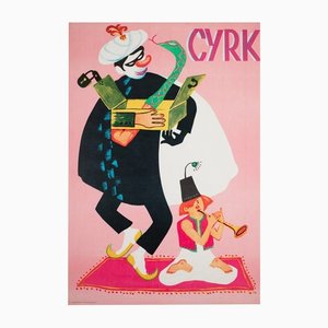 Poster Circus Magician Snake Charmer di Miedz-Tomaszewski, Polonia, 1973