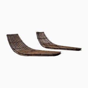 Bamboo Poolside Lounge Beds, 1970s, Set of 2