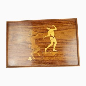 Wood and Steel Handles Tray by G. Malmberg for Mjölby Intarsia