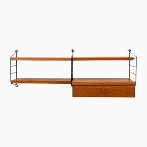 Teak Wall Unit with Drawer Board by Kajsa & Nils Strinning for String, 1960s