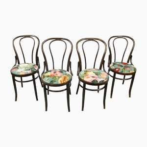 Chaises de Salle à Manger No. 18 Vintage en Velours par Michael Thonet, Set de 4