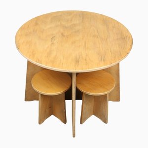 Vintage Scandinavian Children’s Table and Stools, Set of 5