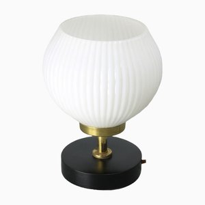 Lampe de Bureau Mid-Century en Laiton et Opaline