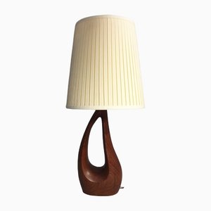Table Lamp in Teak with Fabric Shade, 1950s