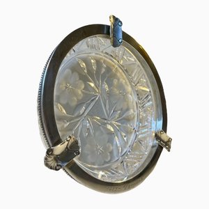 Jugendstil Aschenbecher aus geschliffenem Kristallglas & Silber, 1920er
