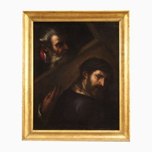 Kreuztragender Christus, 17. Jh., Öl auf Leinwand, Gerahmt