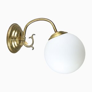 Mid-Century Brass and Opaline Sconce