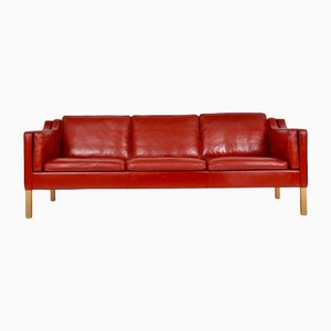 Vintage Red Sofa by Børge Mogensen for Fredericia