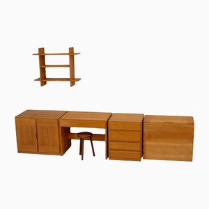 Home Regain: Modular Office Set. Pine. France, Circa 1975 from Maison Regain, Set of 5