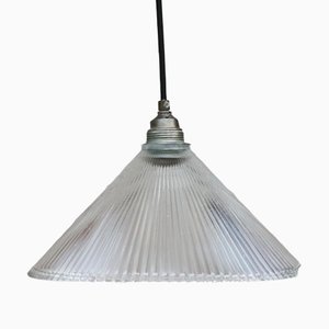 Vintage Industrial Clear Glass Pendant Light from Holophane