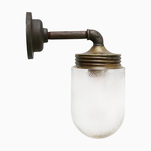 Vintage Scone Wandlampe aus Milchglas & Messing & Gusseisen