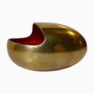 Smile Ashtray in Brass and Red Enamel by Carl Cohr, 1950s